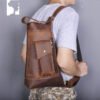 Retro Men's Genuine Cowhide Leather 10-Inch Tablet Shoulder Bag