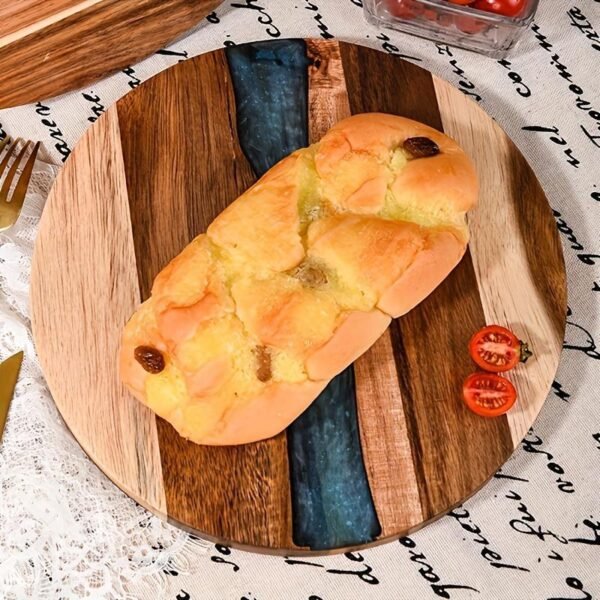Round Wood and Resin Cutting Board – Decorative Kitchen Serving Tray
