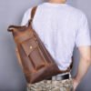 Retro Men's Genuine Cowhide Leather 10-Inch Tablet Shoulder Bag