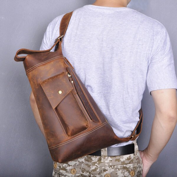 Retro Men's Genuine Cowhide Leather 10-Inch Tablet Shoulder Bag