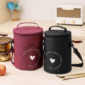 Round Insulated Lunch Bag with Aluminum Foil Lining
