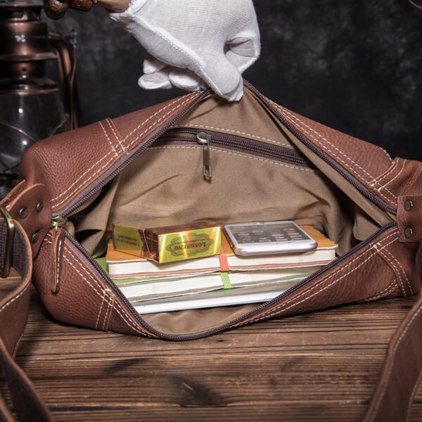 Retro Men's Genuine Cowhide Leather 10-Inch Tablet Shoulder Bag