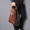 Retro Men's Genuine Cowhide Leather 10-Inch Tablet Shoulder Bag