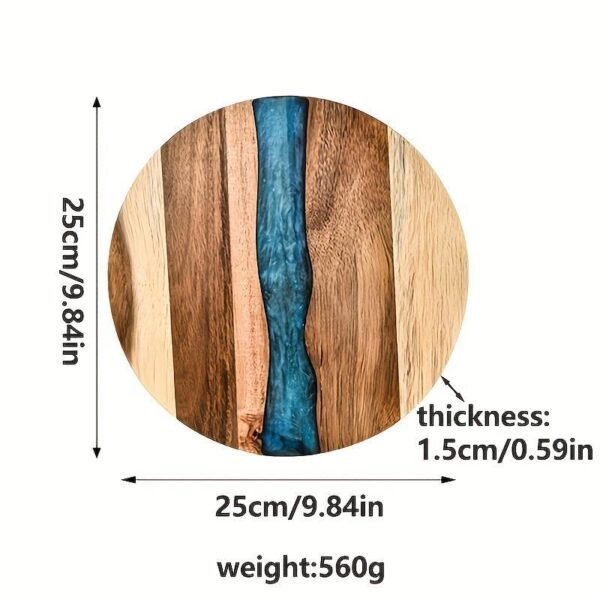 Round Wood and Resin Cutting Board – Decorative Kitchen Serving Tray