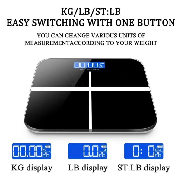 Digital Bathroom Scale with LCD Display – Tempered Glass