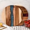 Round Wood and Resin Cutting Board – Decorative Kitchen Serving Tray